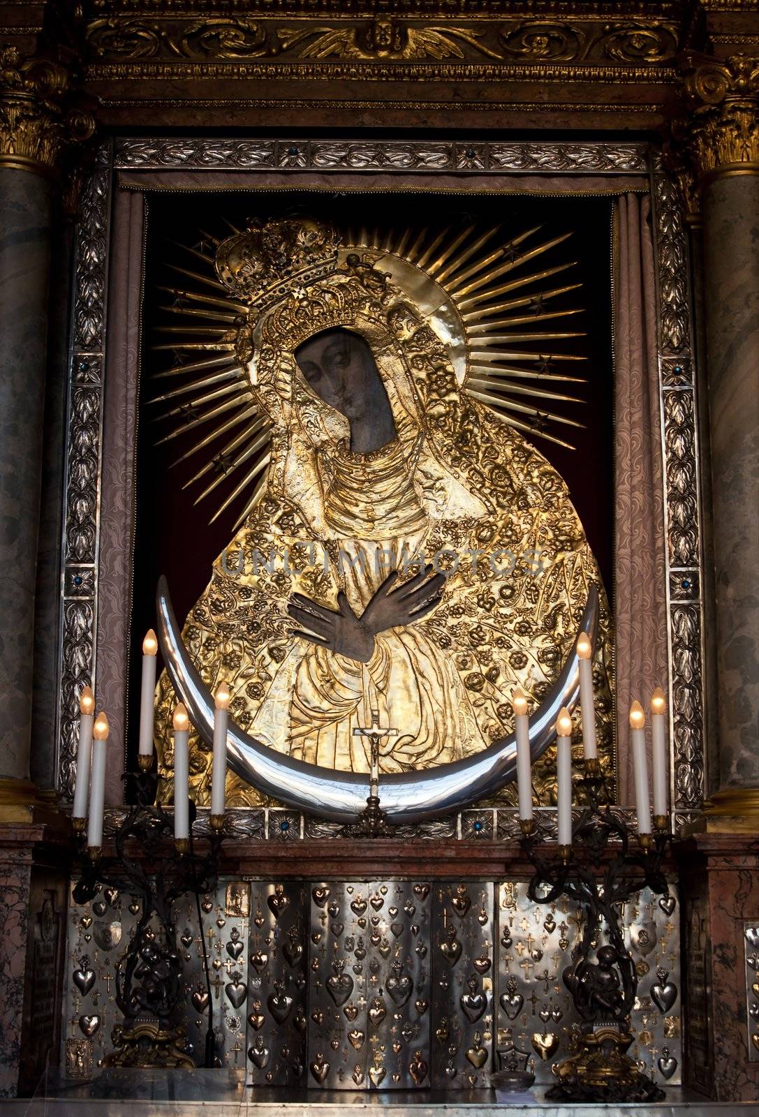 Magic painting of Holy mother Mary at Gate of Down, Vilnius, Lithuania