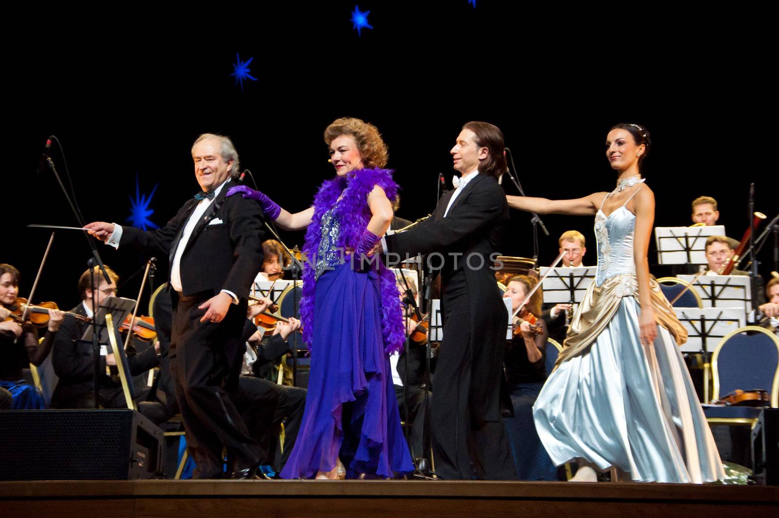 Conductor Peter Guth, singer Monica Mosser, dancers  and Strauss Festival Orchestra Vienna in concert Crocus City Hall. 
Moscow - November 17, 2010