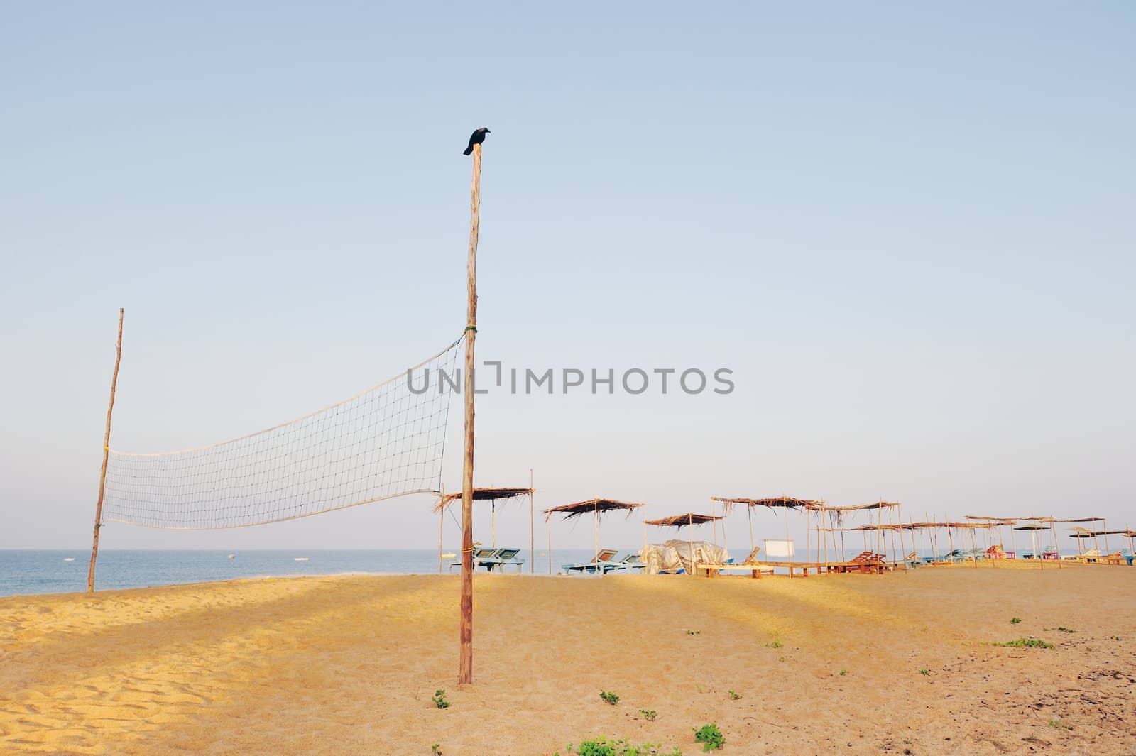 Volleyball net on the tropical sandy beach