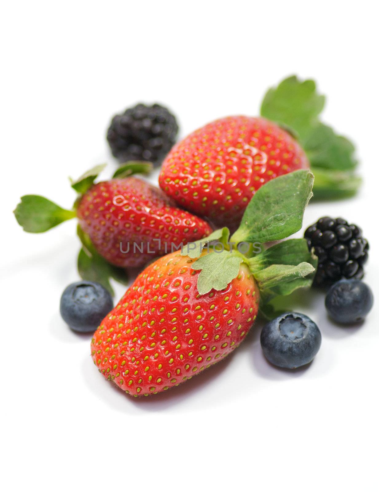 Strawberry and blueberry isolated on white background