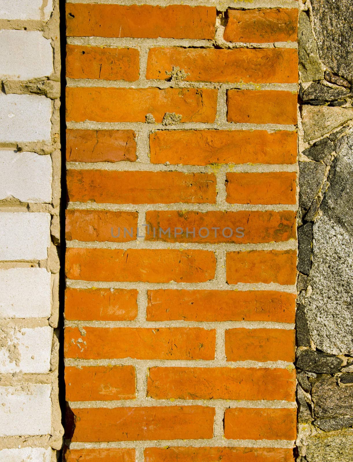 Architecture white red brick stone wall background by sauletas