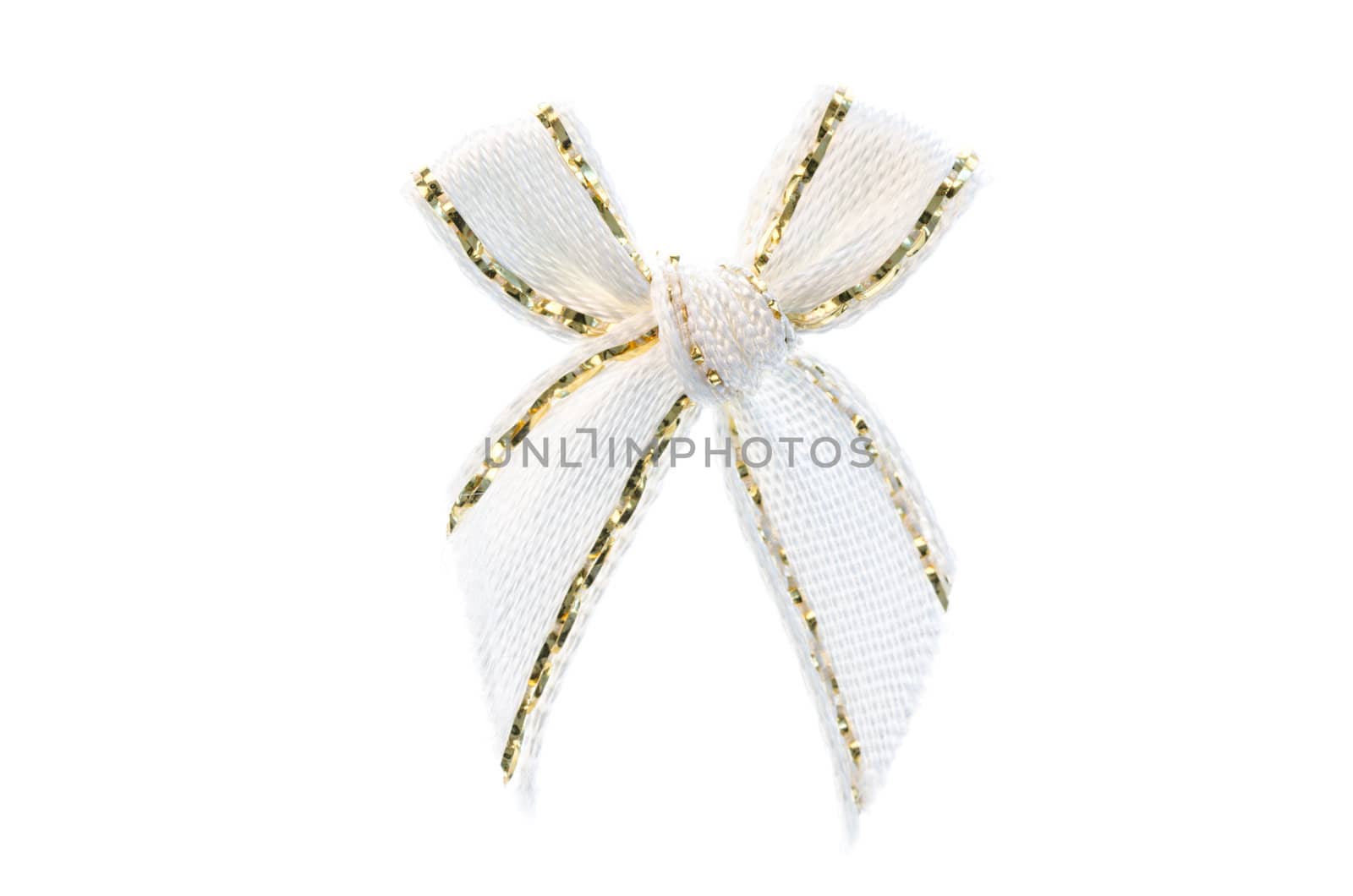 white ribbon bow isolated on white background.