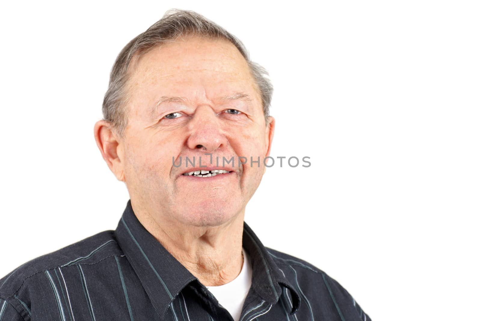 Portrait of smiling happy senior man isolated over white background