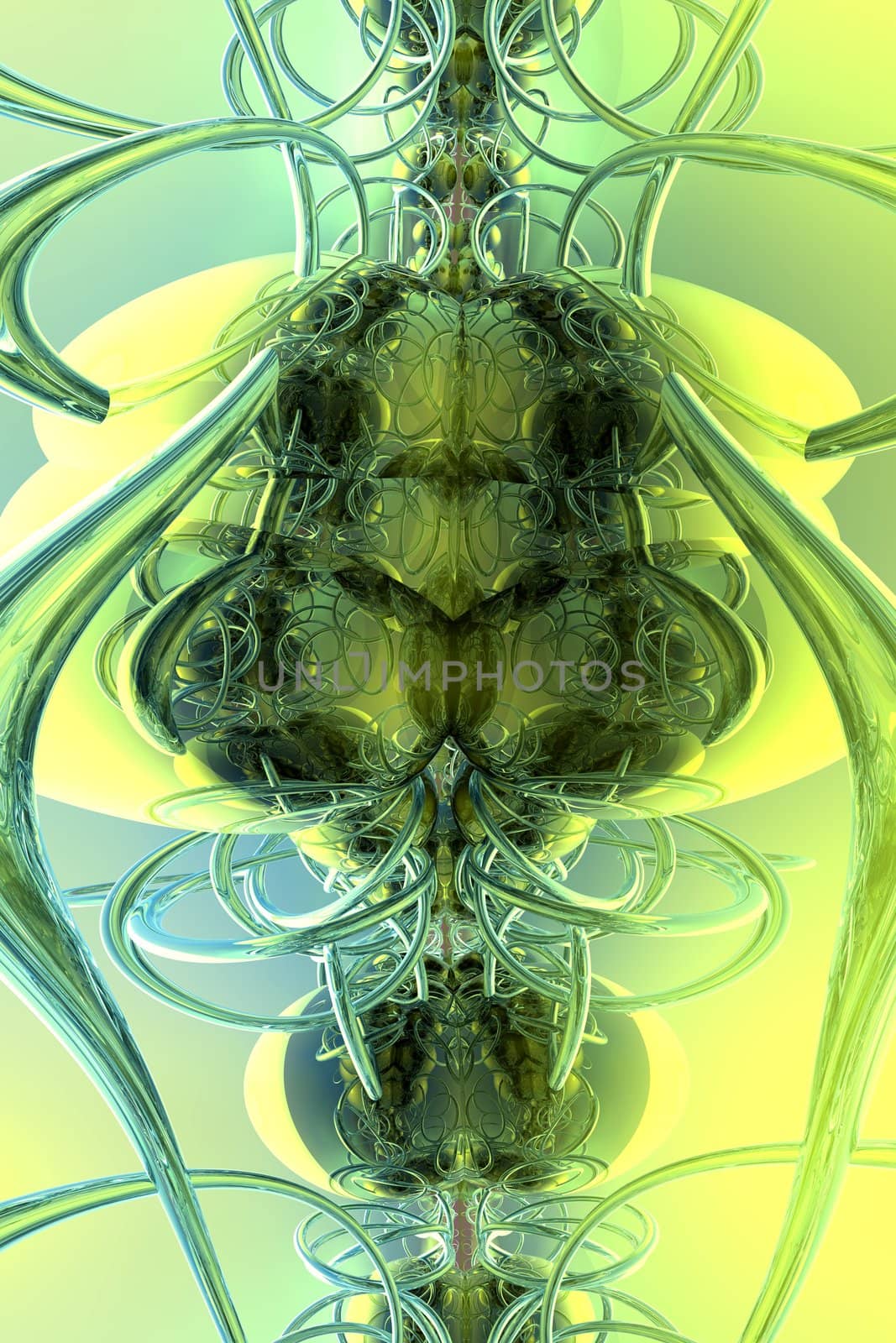 Abstract 3D illustration of a Grasshopper/Insect like Form.
