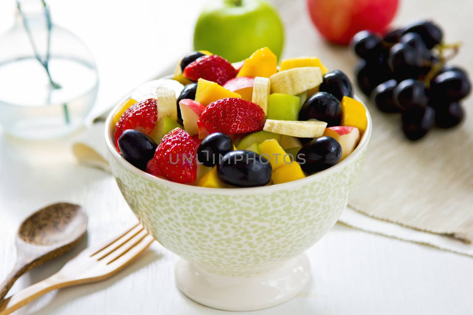 Varieties of fruits salad in a bowl