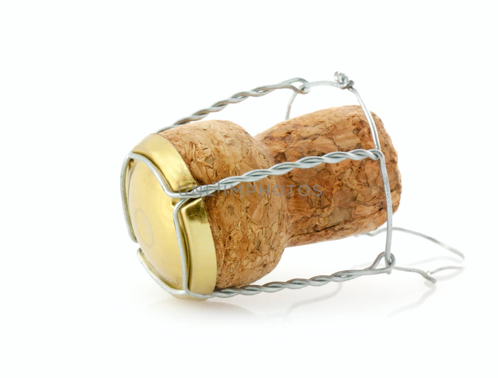  Champagne cork isolated on white background.