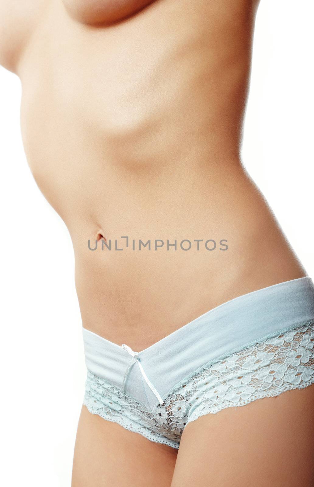 Woman body in lingerie on a white background