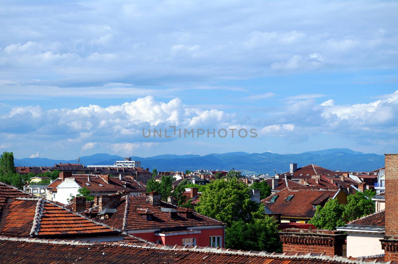 Roofs of Sofia in the summer. Bulgaria