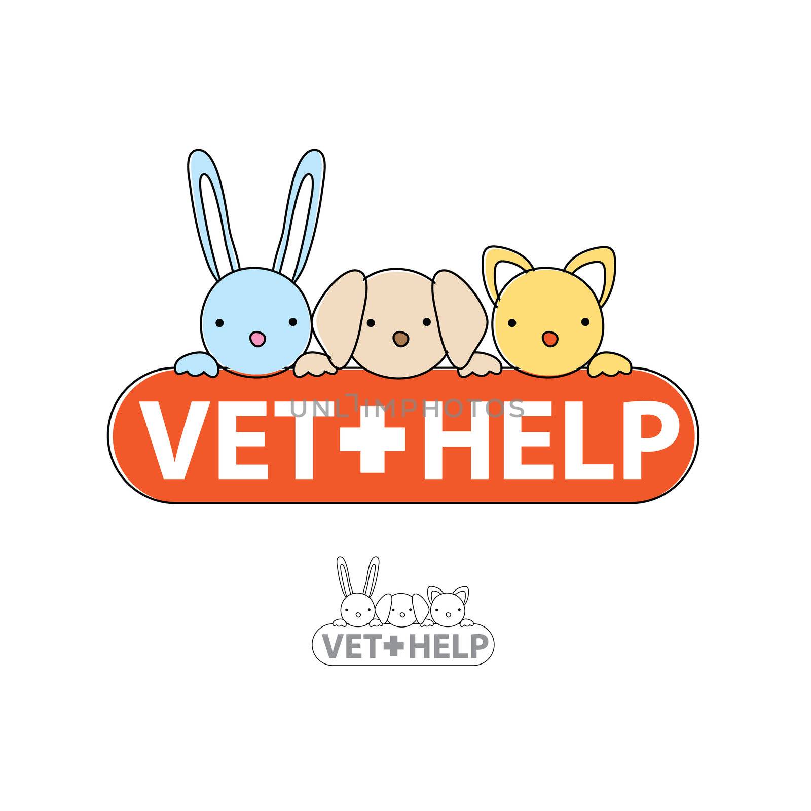 The sign of veterinary care. Vet-help. Vector symbol.