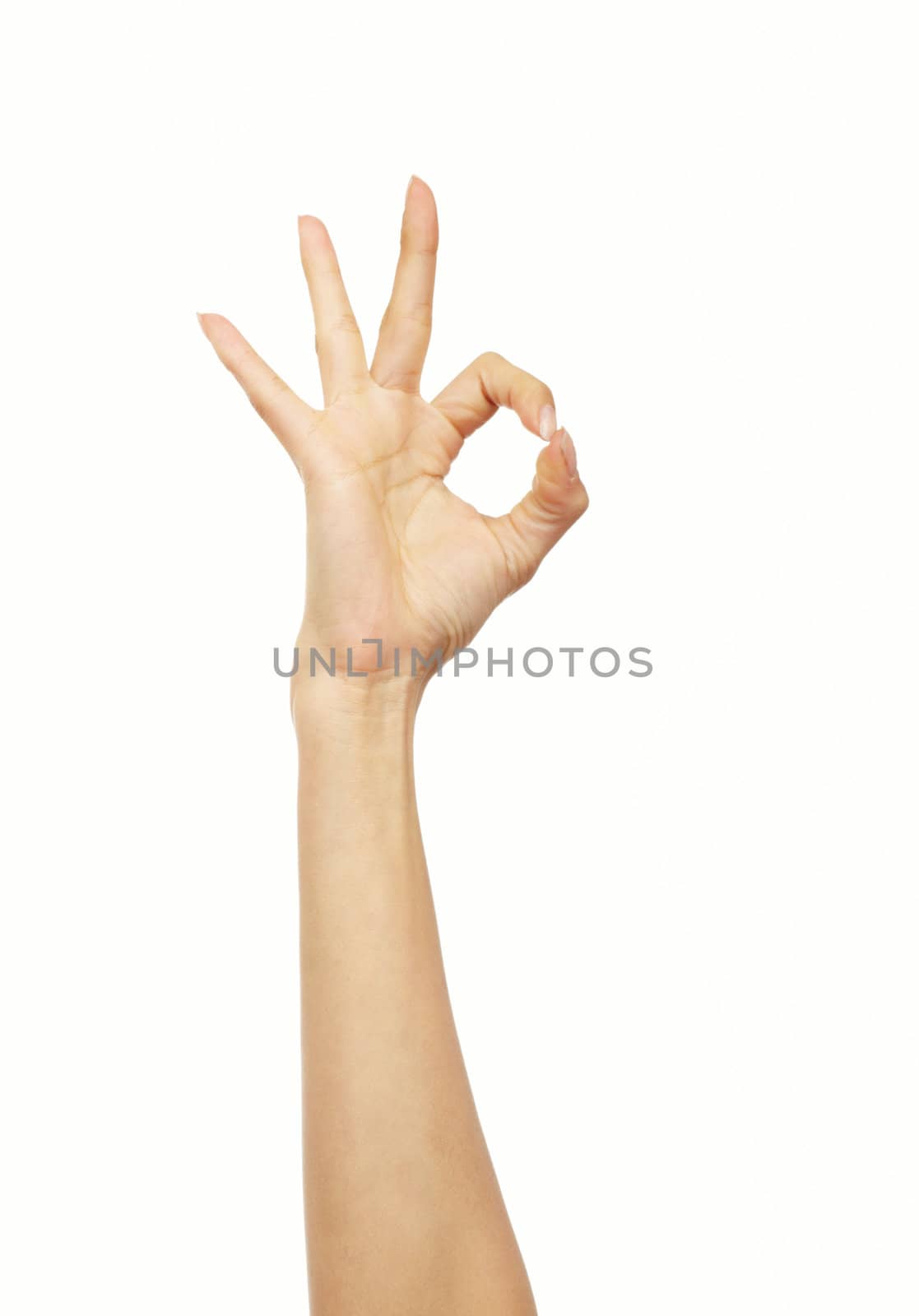 Human hand making OK sign