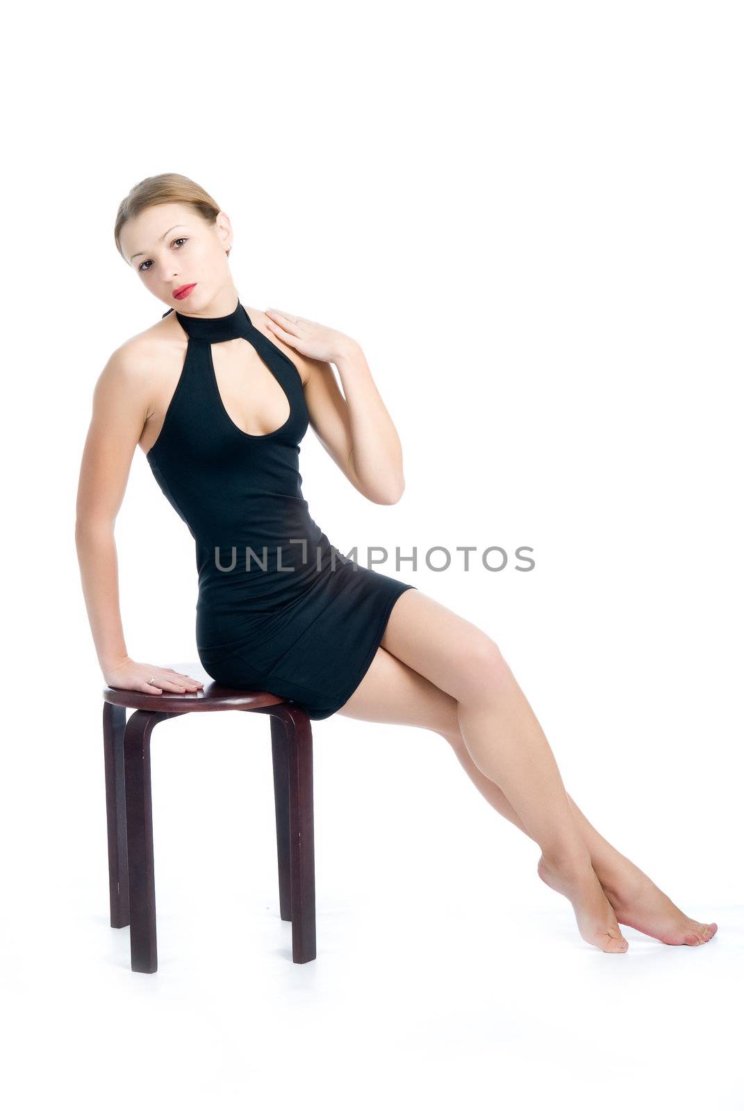 Business woman posing on a white background