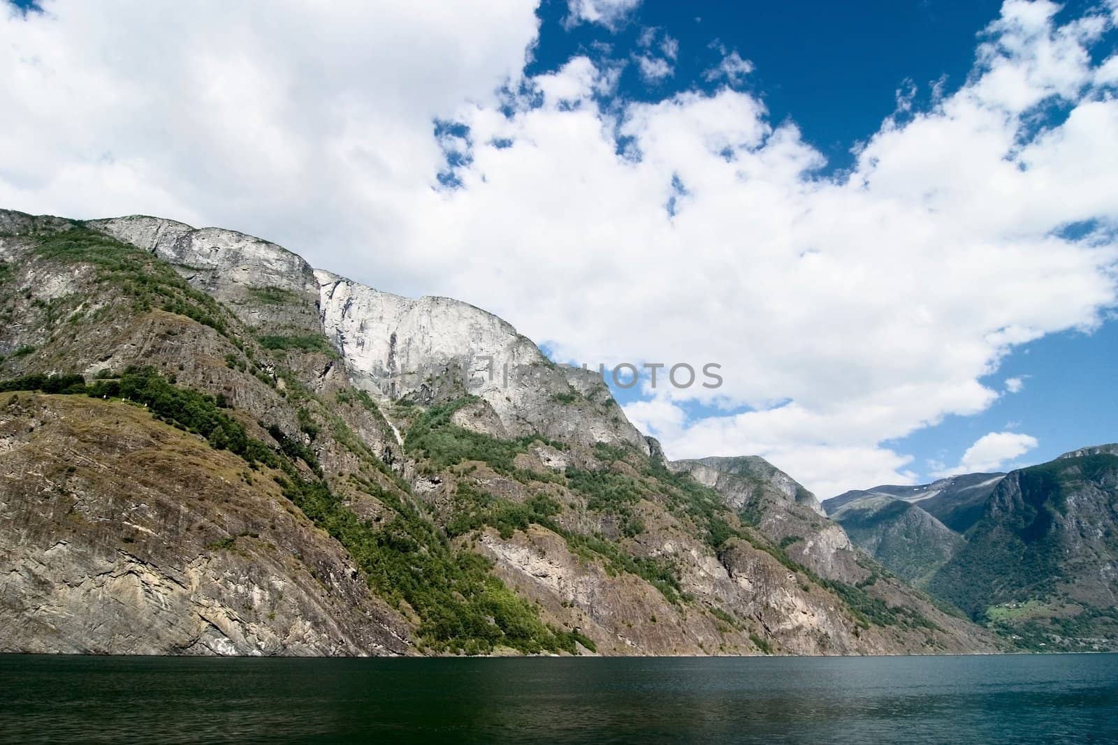 Fjord Scenic from the pass between Aurlandsfjord and naeroyfjord (n�r�yfjord), in Sognefjord, Norway