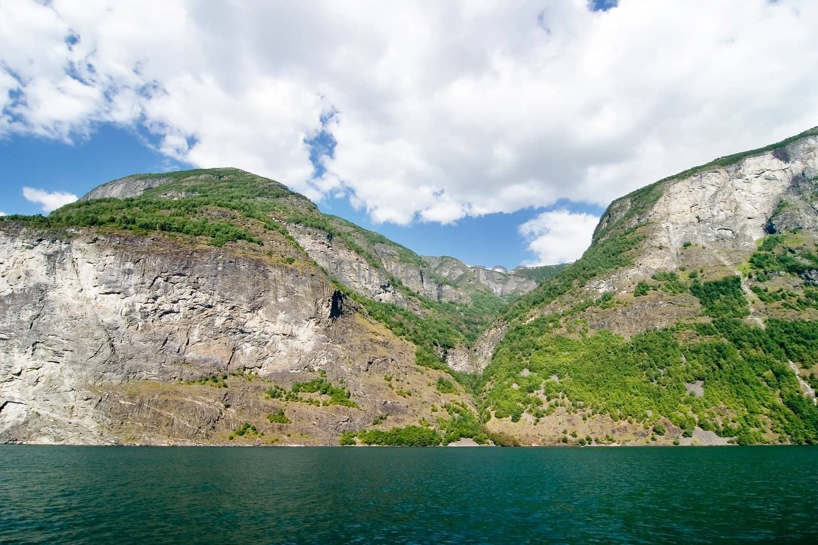 Fjord Scenic from the pass between Aurlandsfjord and naeroyfjord (n�r�yfjord), in Sognefjord, Norway