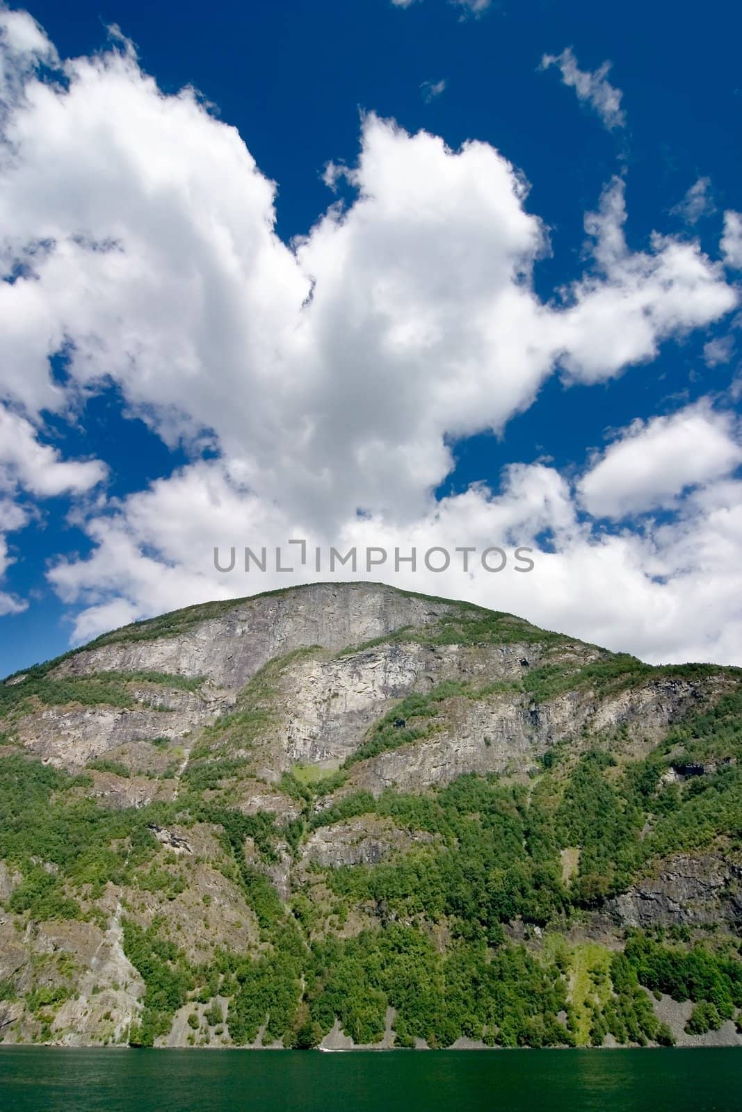 Fjord Scenic from the pass between Aurlandsfjord and naeroyfjord (n�r�yfjord), in Sognefjord, Norway