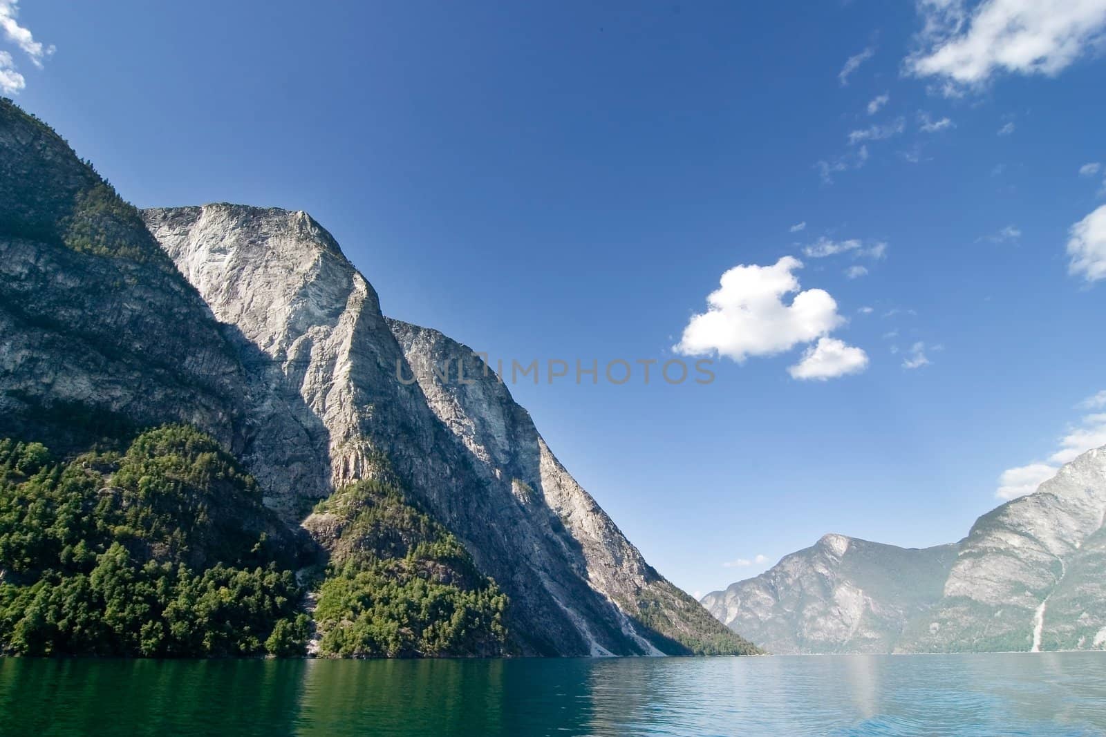 Fjord Scenic from the pass between Aurlandsfjord and naeroyfjord (n�r�yfjord), in Sognefjord, Norway