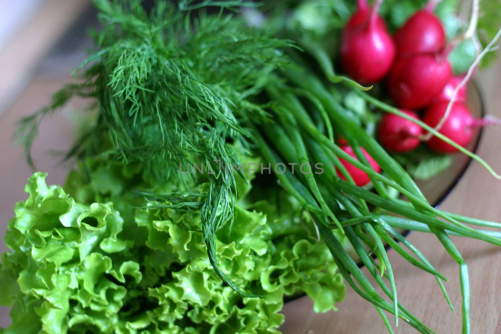 Wet vegetables on a plate