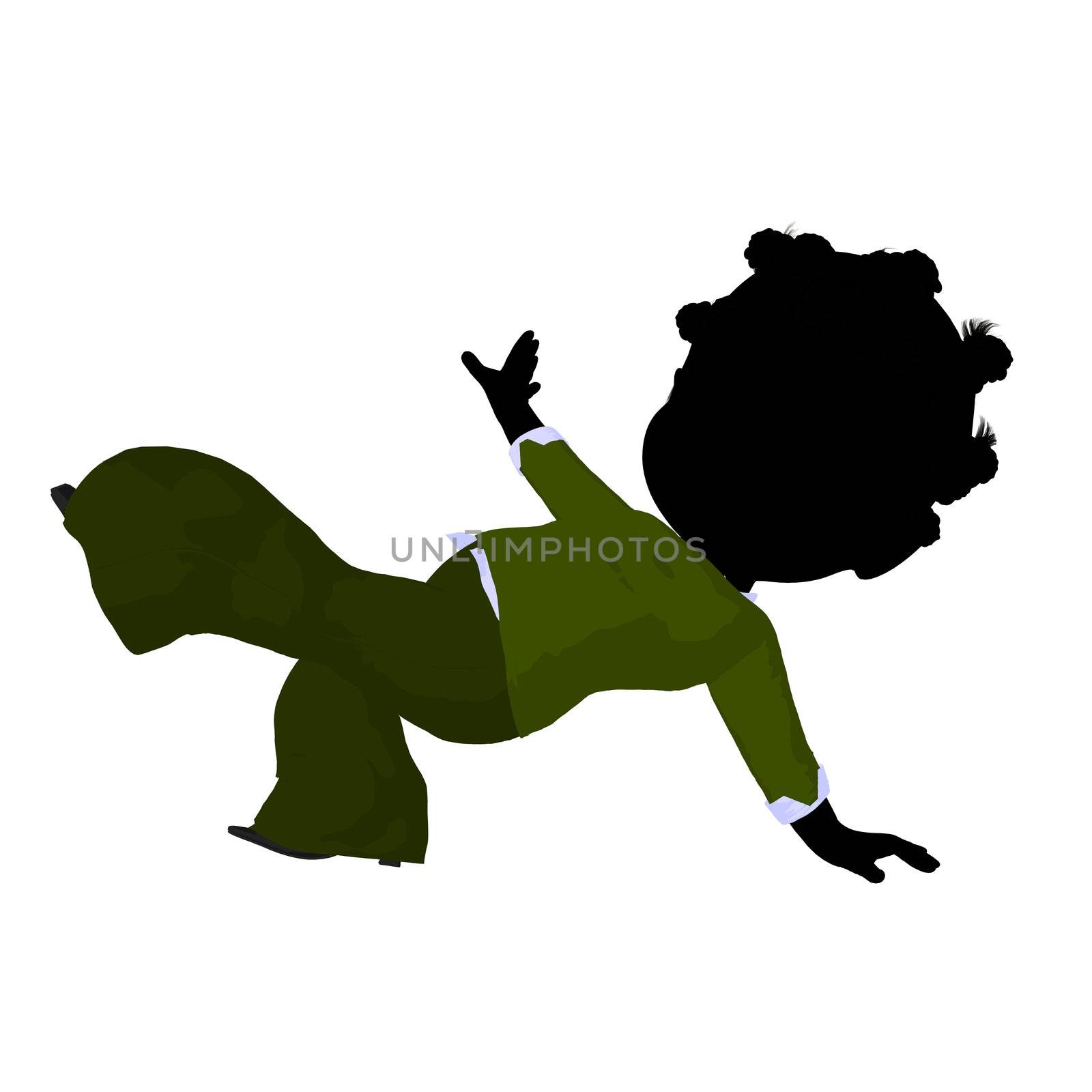 Little african american business girl on a white background