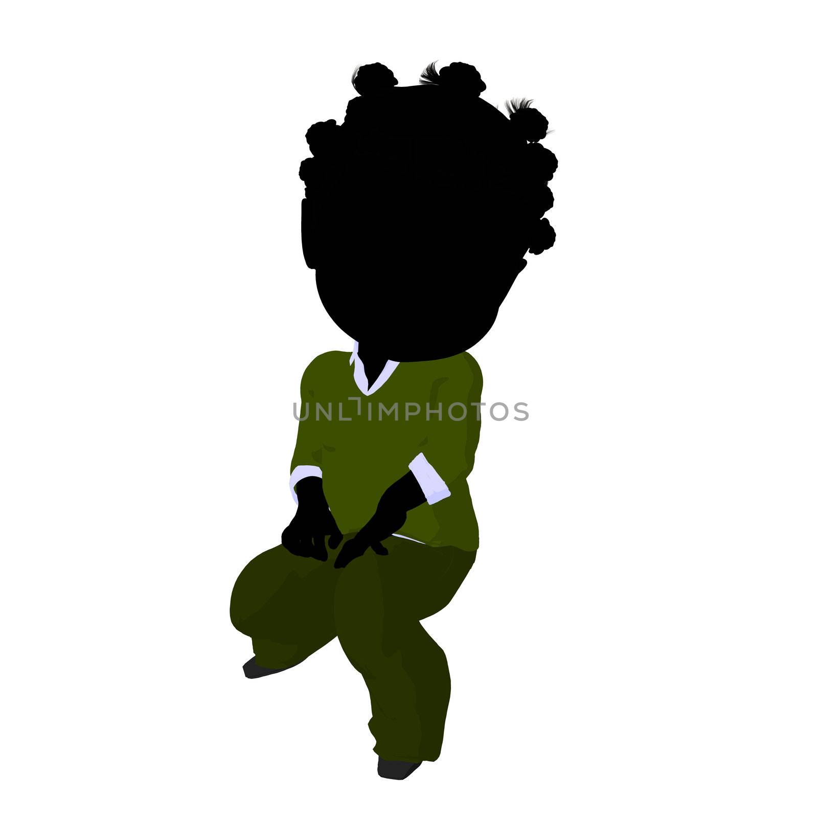 Little african american business girl on a white background