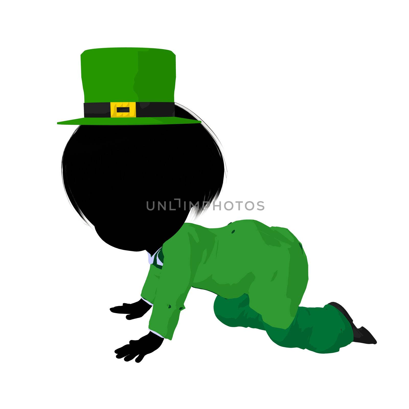 Little Leprechaun Girl Illustration Silhouette by kathygold