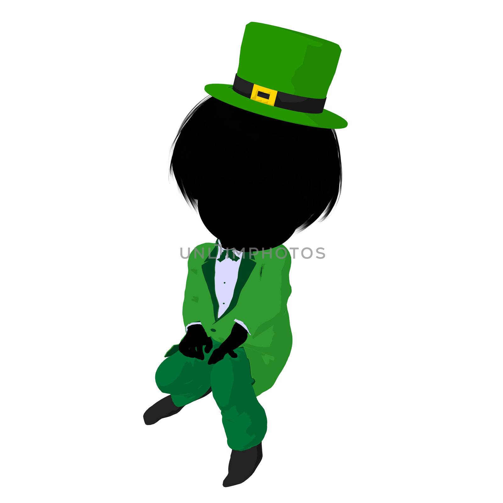 Little Leprechaun Girl Illustration Silhouette by kathygold