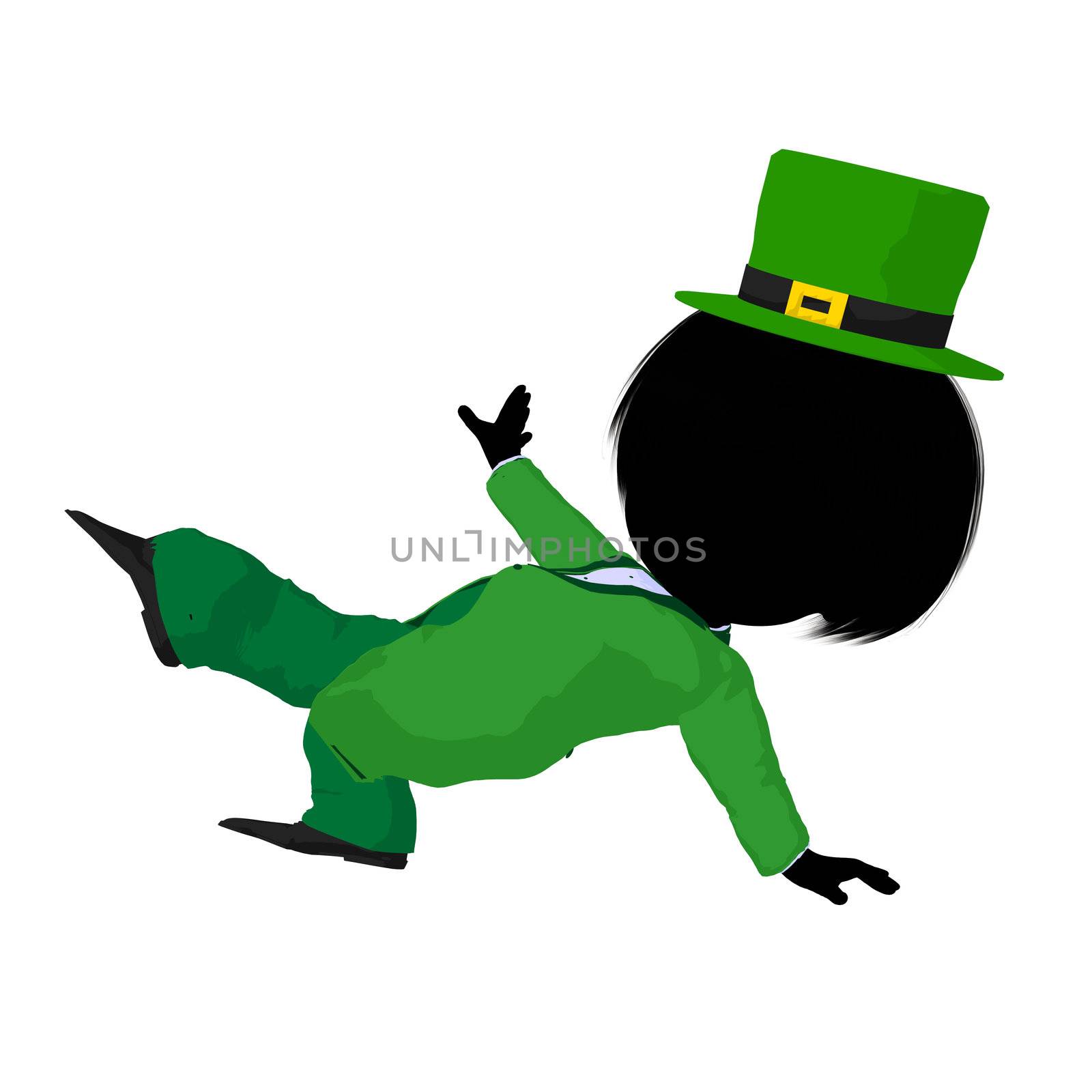 Little Leprechaun Girl Illustration Silhouette by kathygold