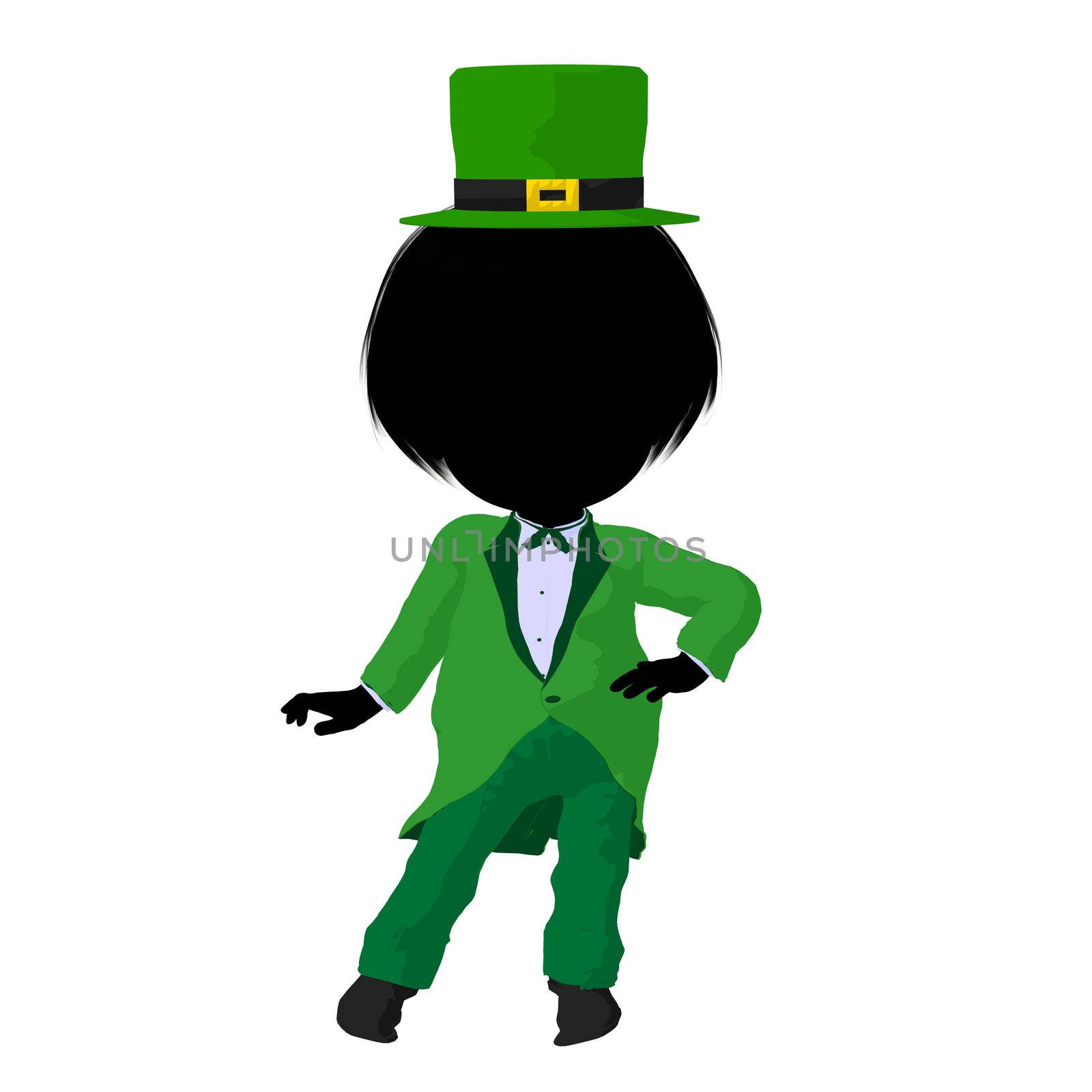 Little Leprechaun Girl Illustration Silhouette by kathygold