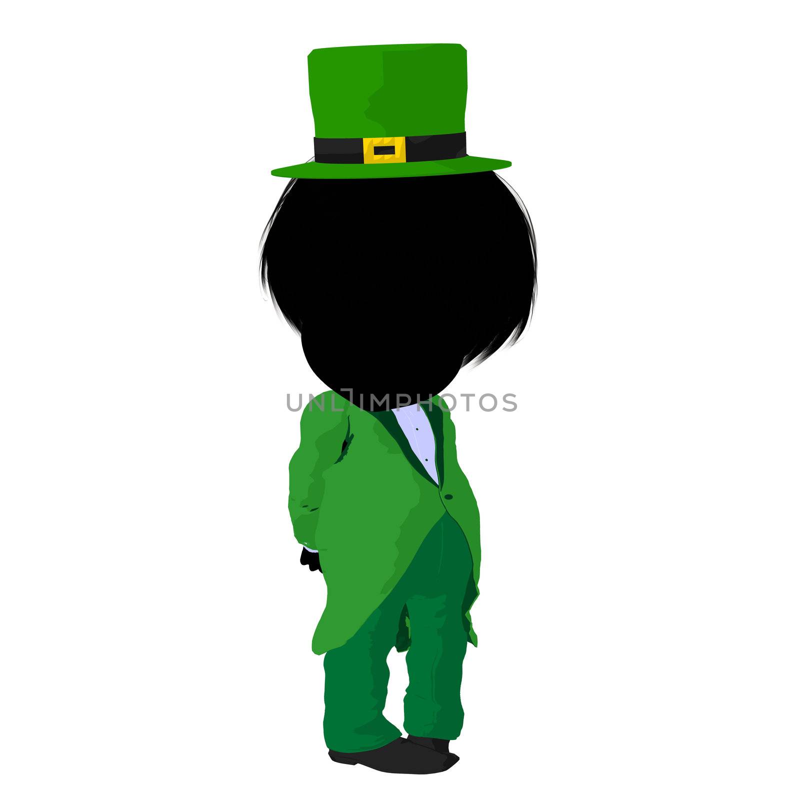 Little Leprechaun Girl Illustration Silhouette by kathygold