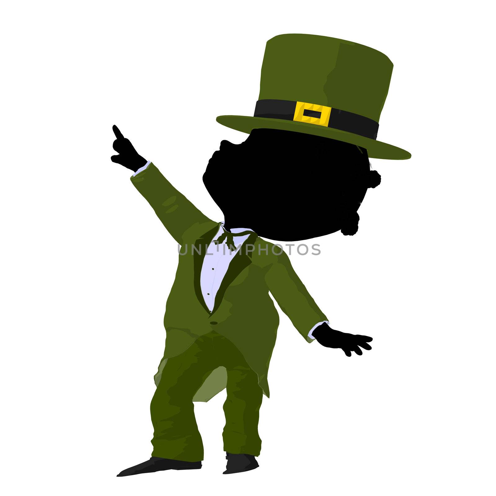 Little African American Leprechaun Girl Illustration Silhouette by kathygold