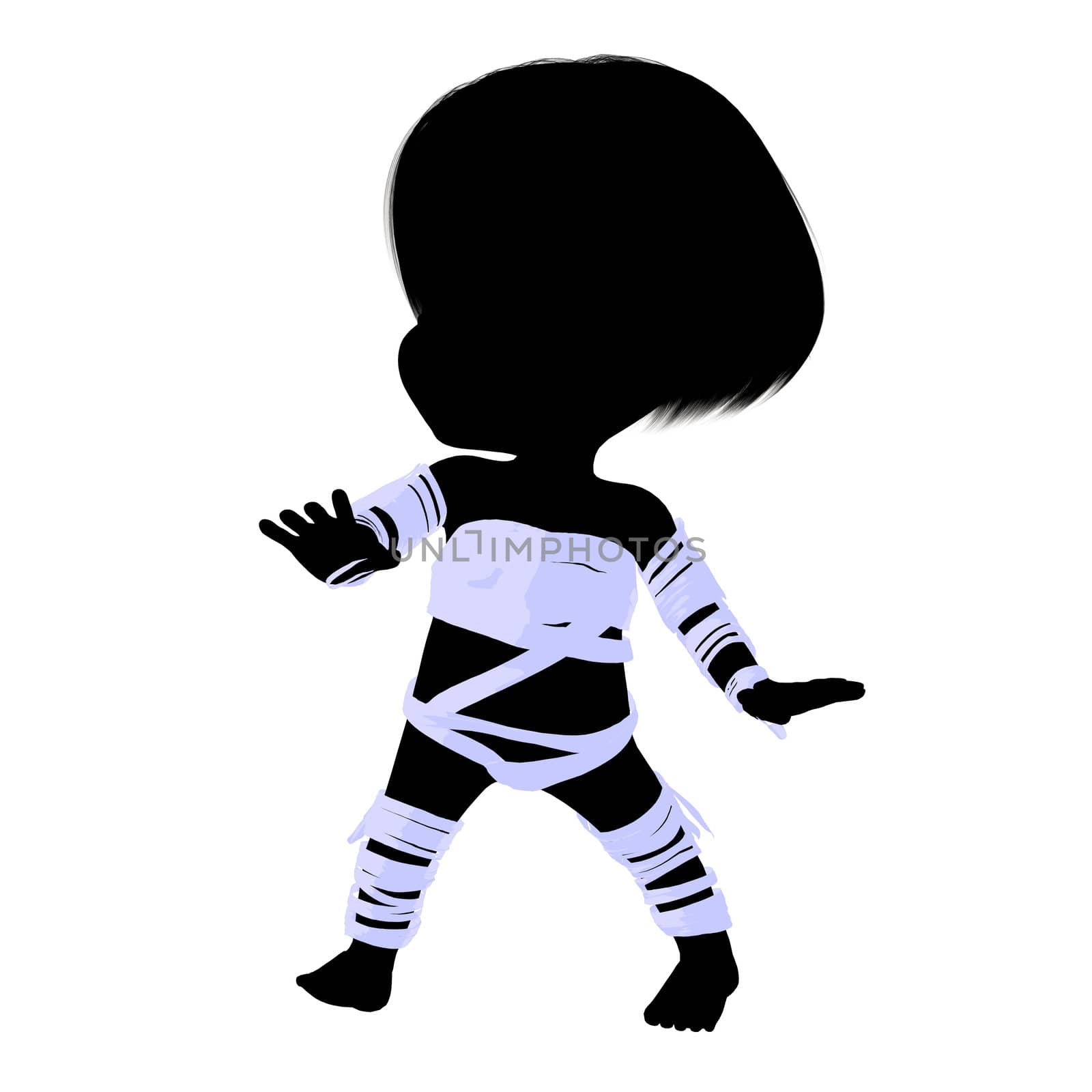 Little mummy girl silhouette illustration on a white background