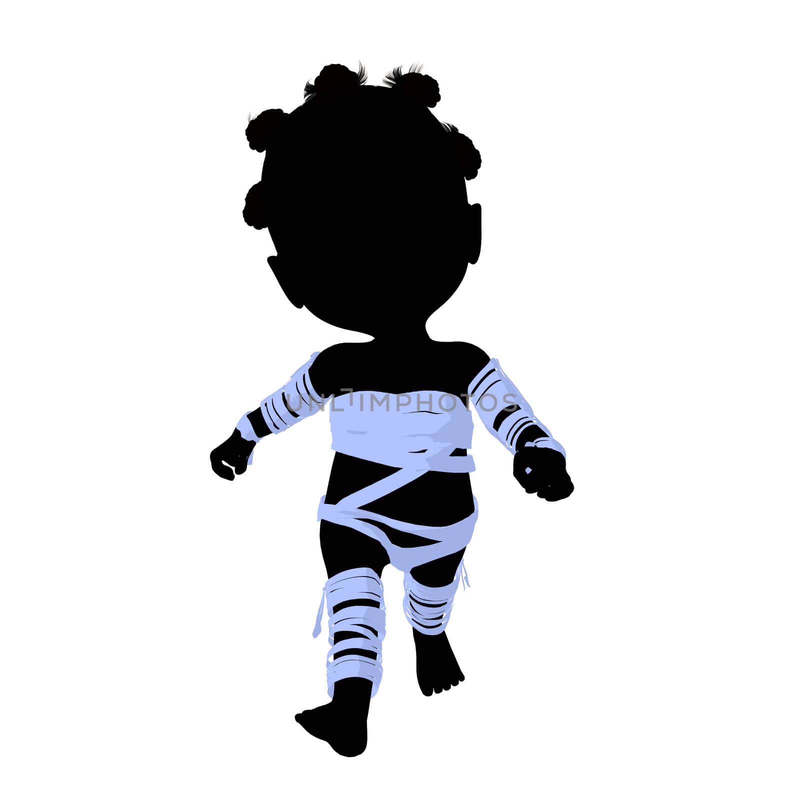 Little african american mummy girl silhouette illustration on a white background