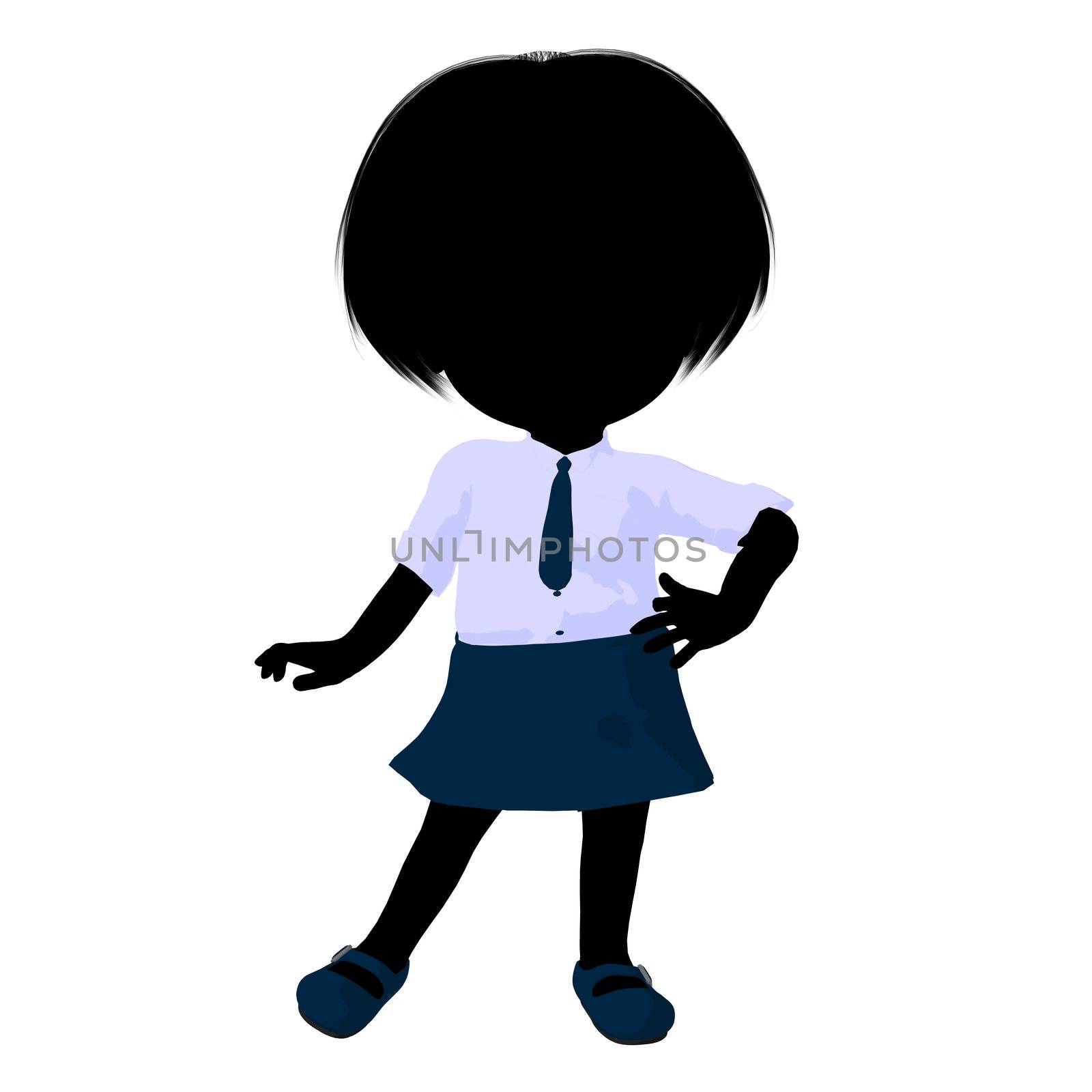 Little School Girl Illustration Silhouette by kathygold