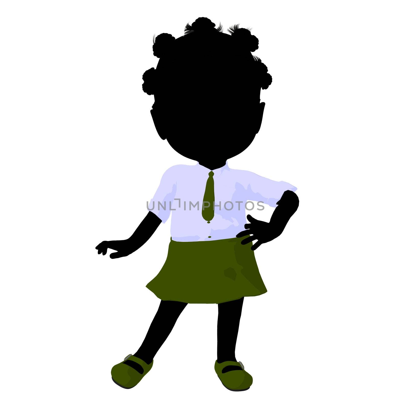 Little African American School Girl Illustration Silhouette by kathygold
