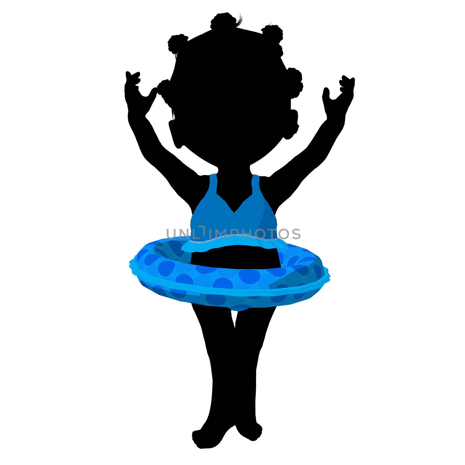 Little African American Swimsuit Girl Illustration Silhouette by kathygold