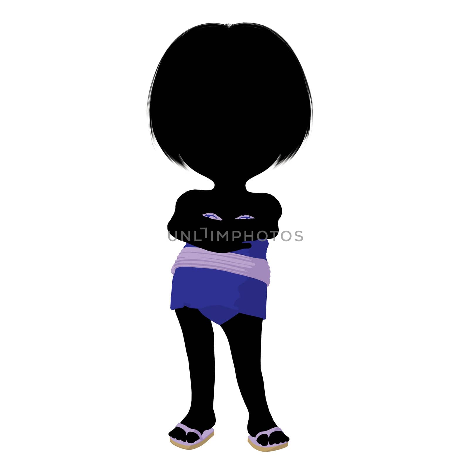 Little Asian Girl Silhouette Illustration by kathygold