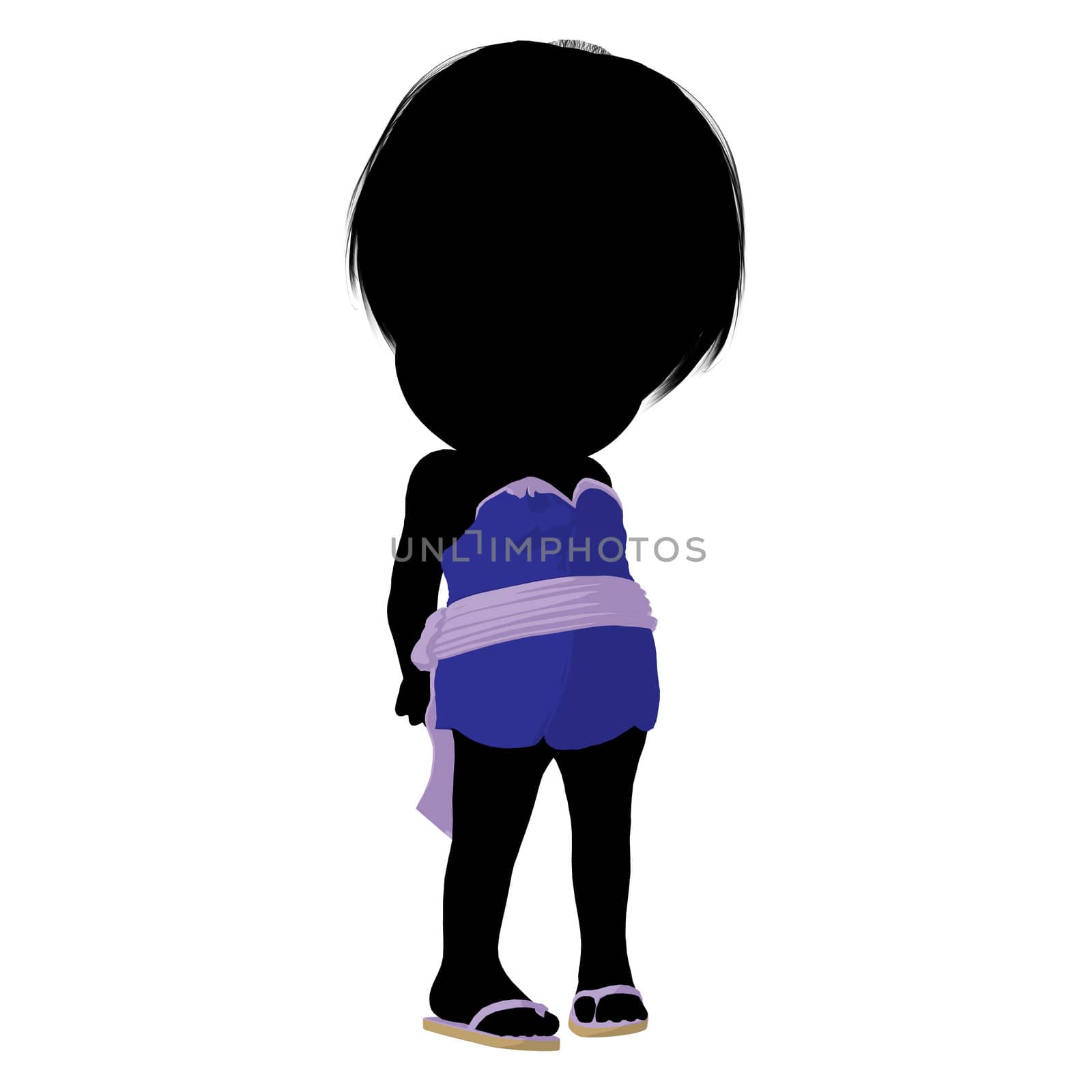 Little Asian Girl Silhouette Illustration by kathygold