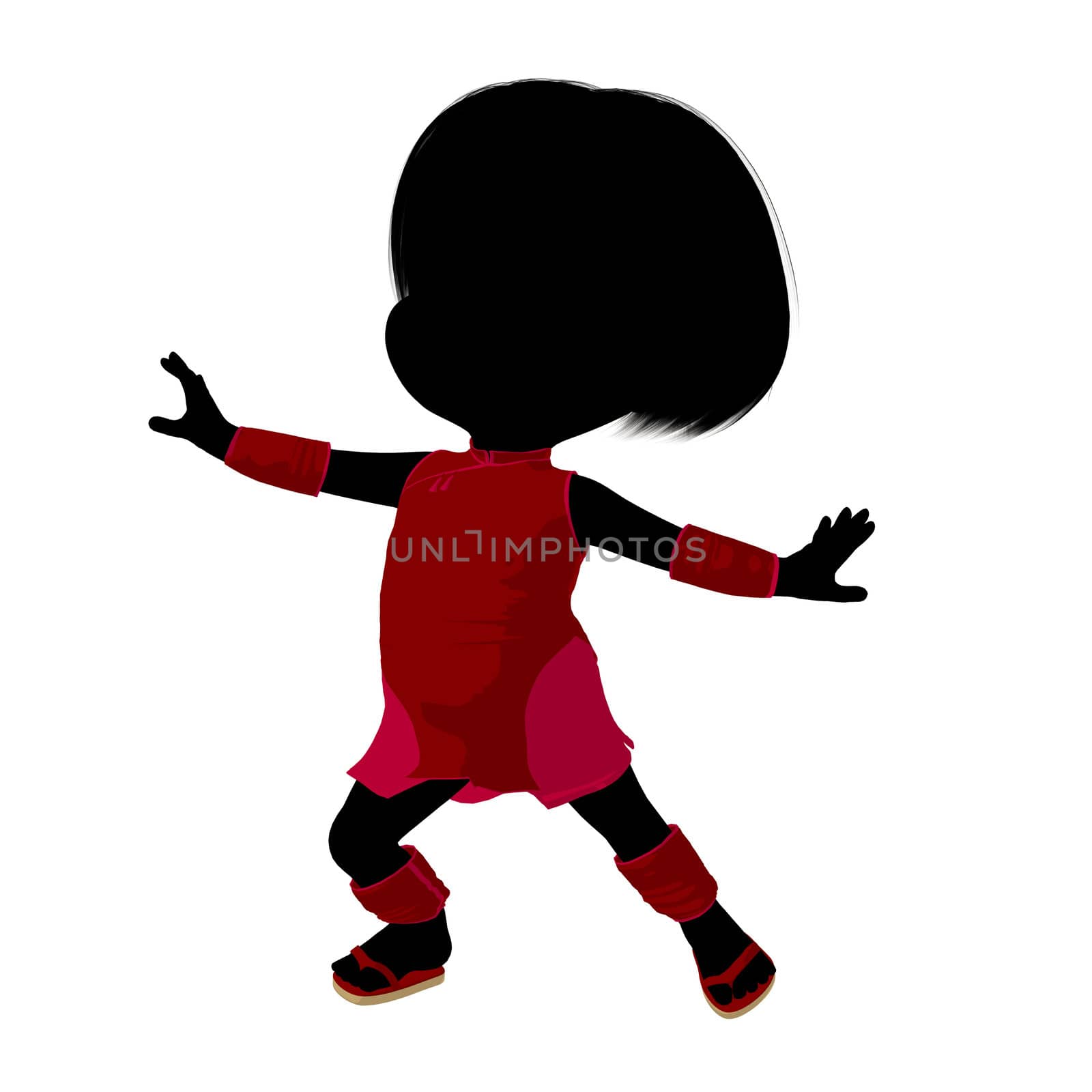 Little Asian Girl Silhouette Illustration by kathygold