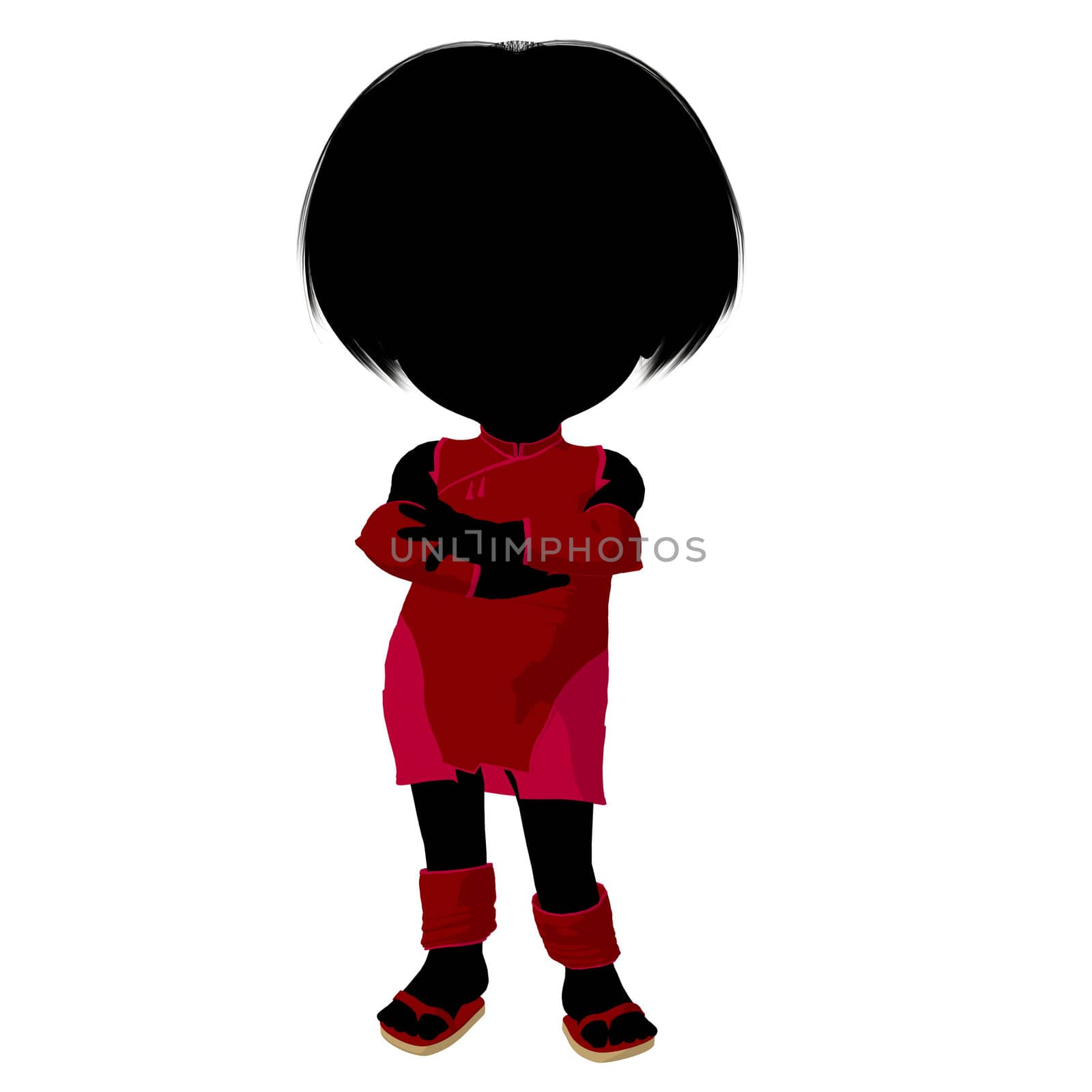 Little Asian Girl Silhouette Illustration by kathygold