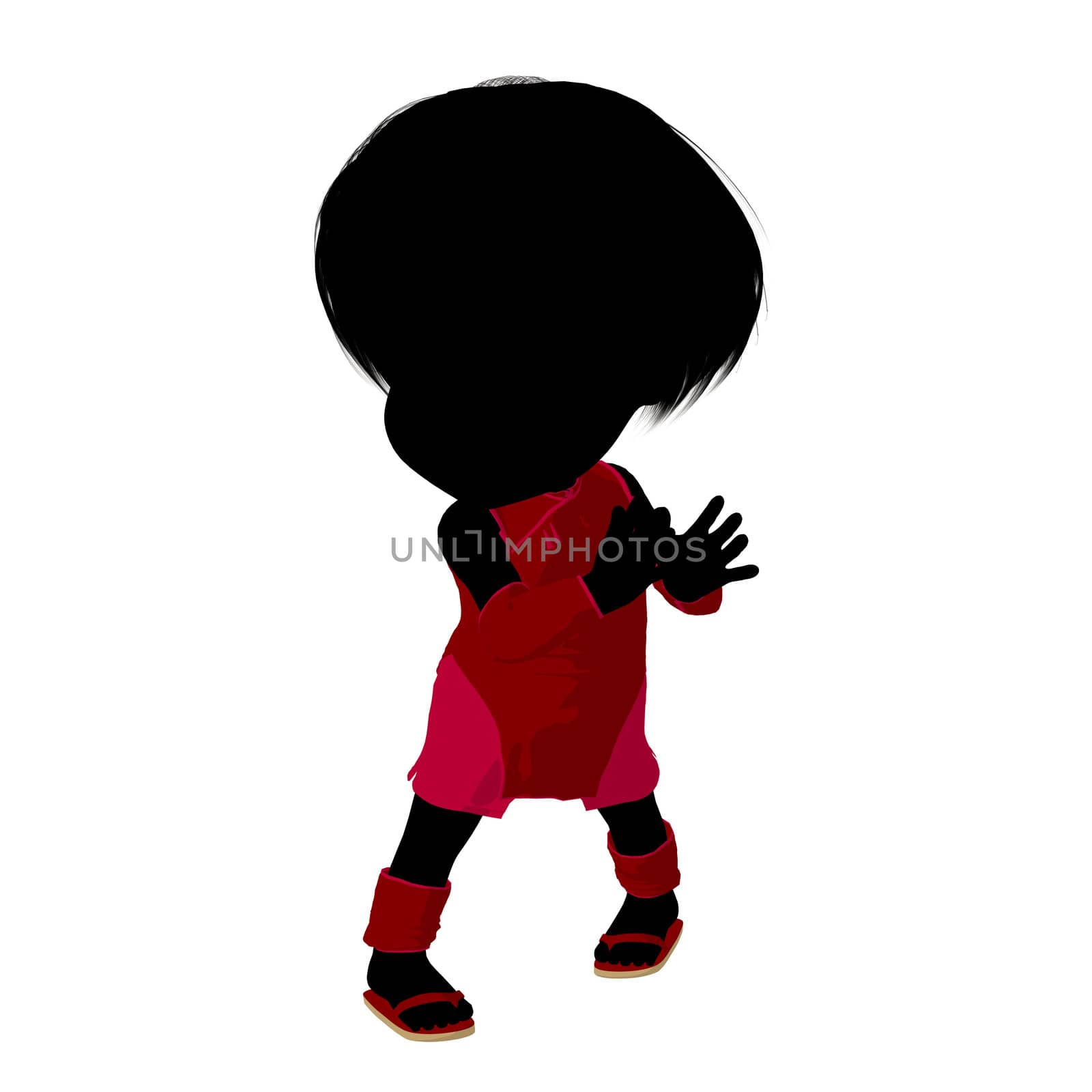 Little Asian Girl Silhouette Illustration by kathygold