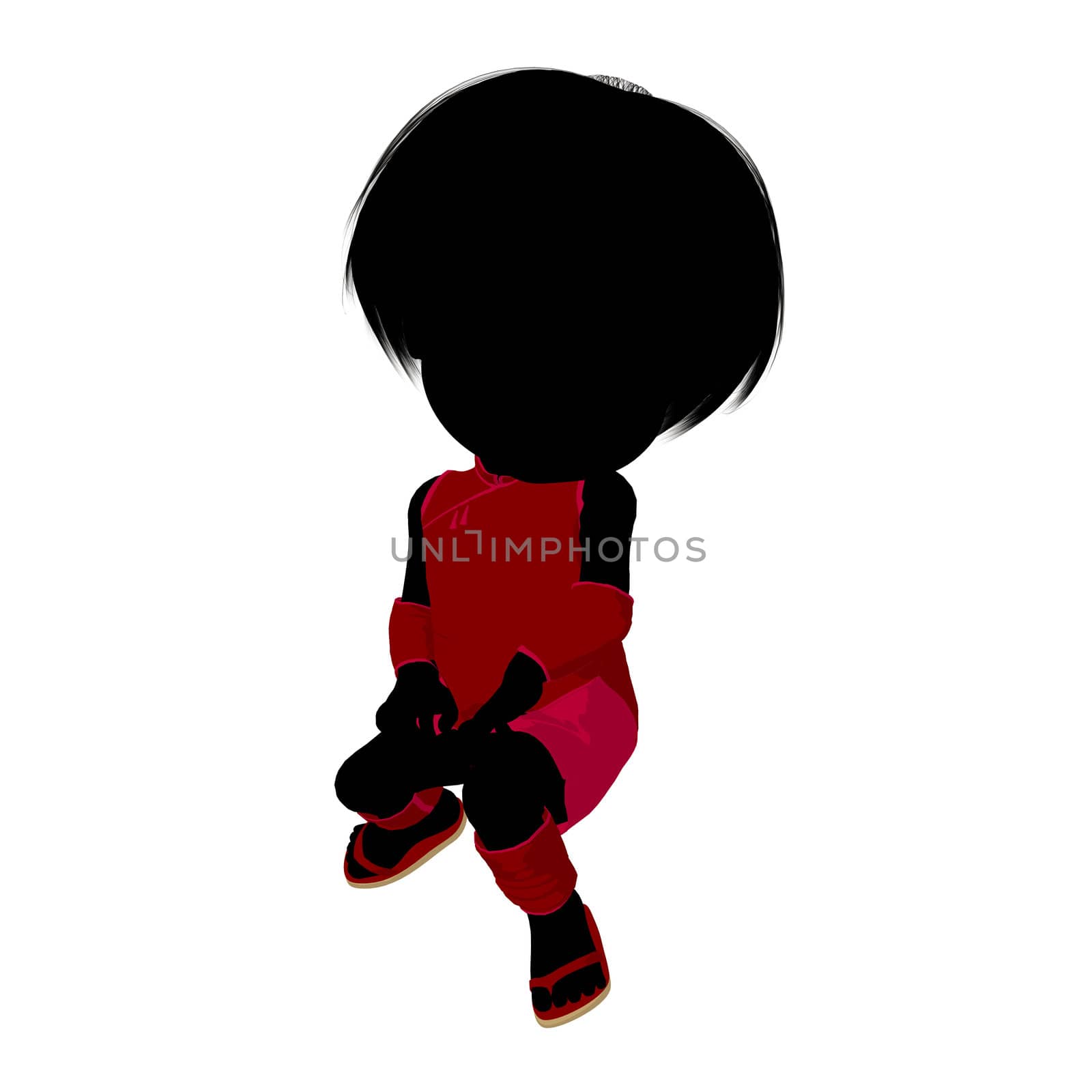 Little Asian Girl Silhouette Illustration by kathygold