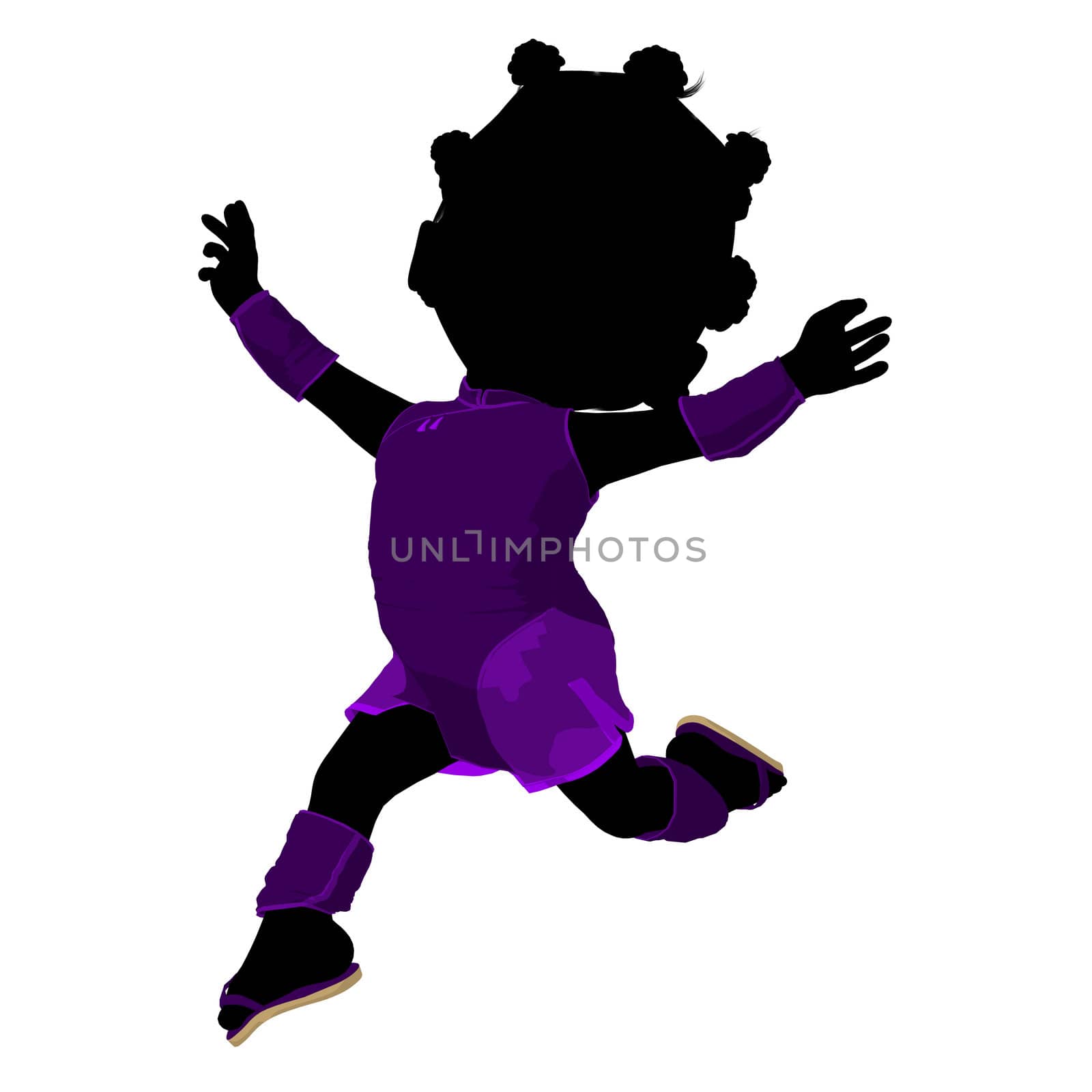 Little African American Asian Girl Silhouette Illustration by kathygold