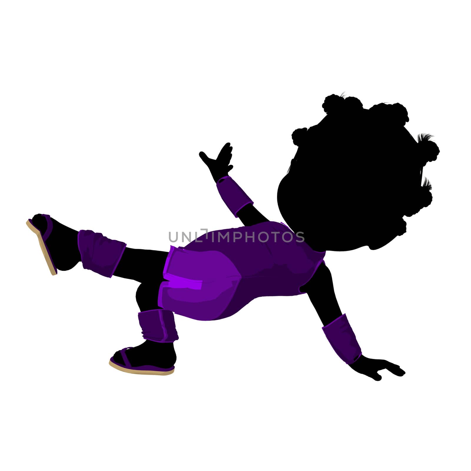 Little African American Asian Girl Silhouette Illustration by kathygold