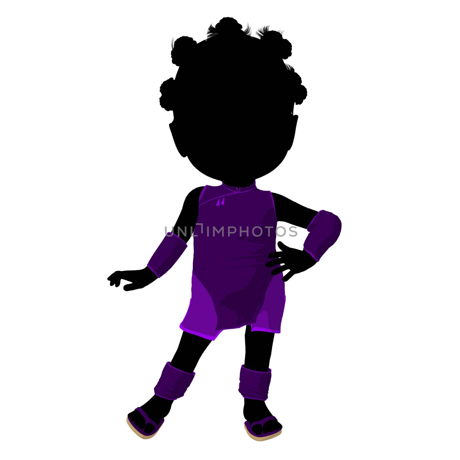 Little African American Asian Girl Silhouette Illustration by kathygold