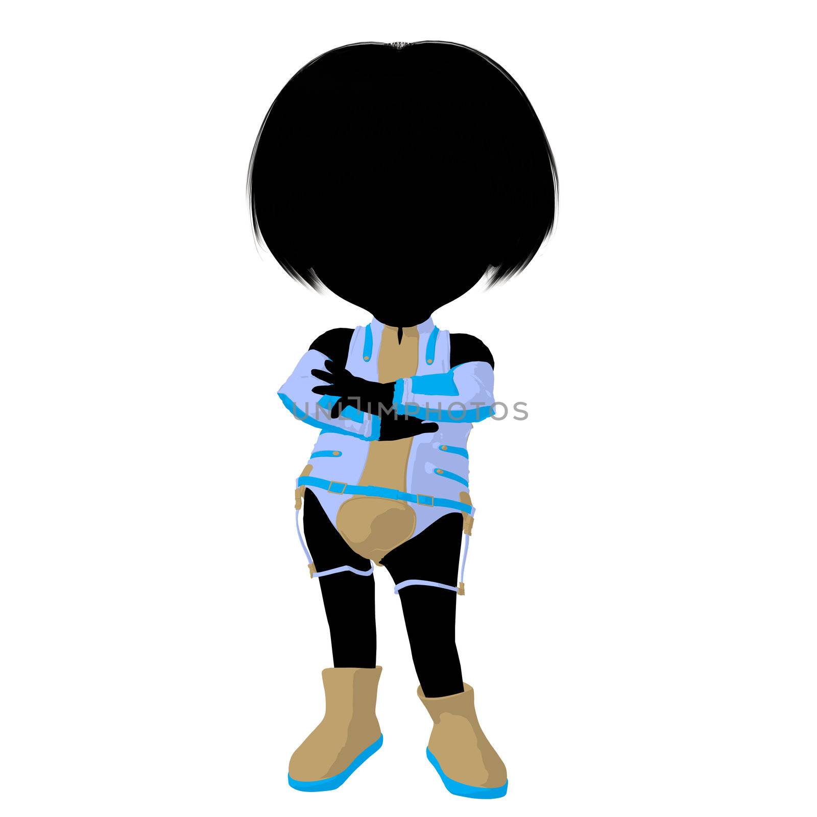 Little Sci Fi Girl Illustration Silhouette by kathygold