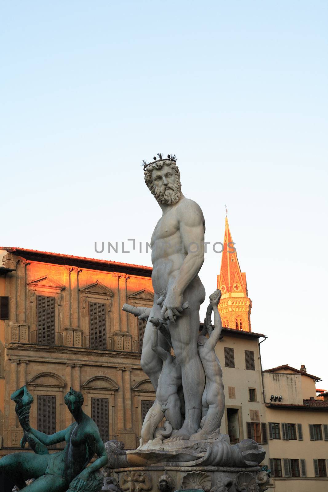 The Fountain of Neptune in Florence, Italy. Work by sculptor Bartolomeo Ammannati