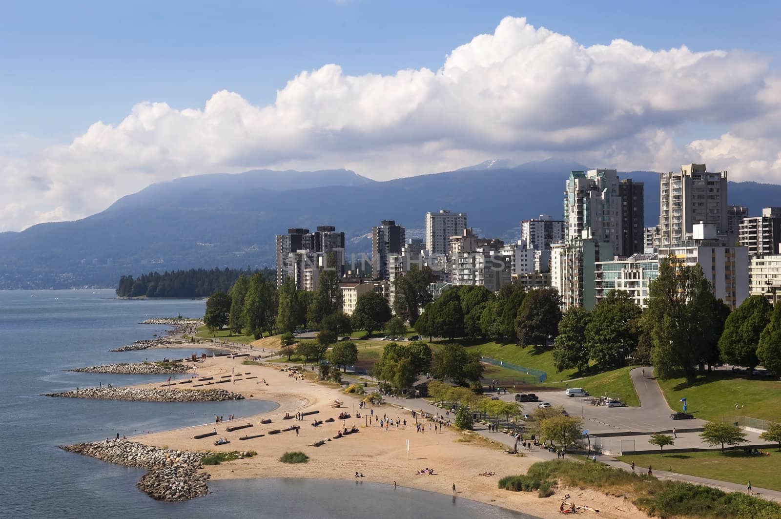 views of the coast of Vancouver on a background of mountains