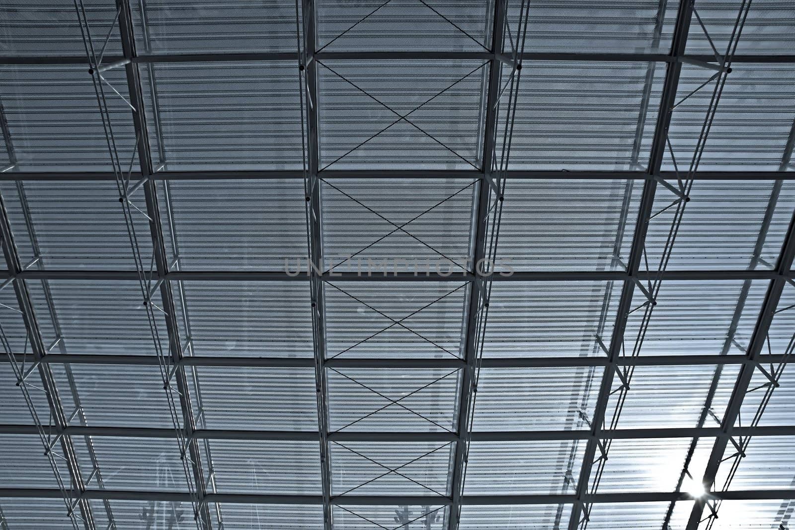 glass roof of a building modern, between light and shadow