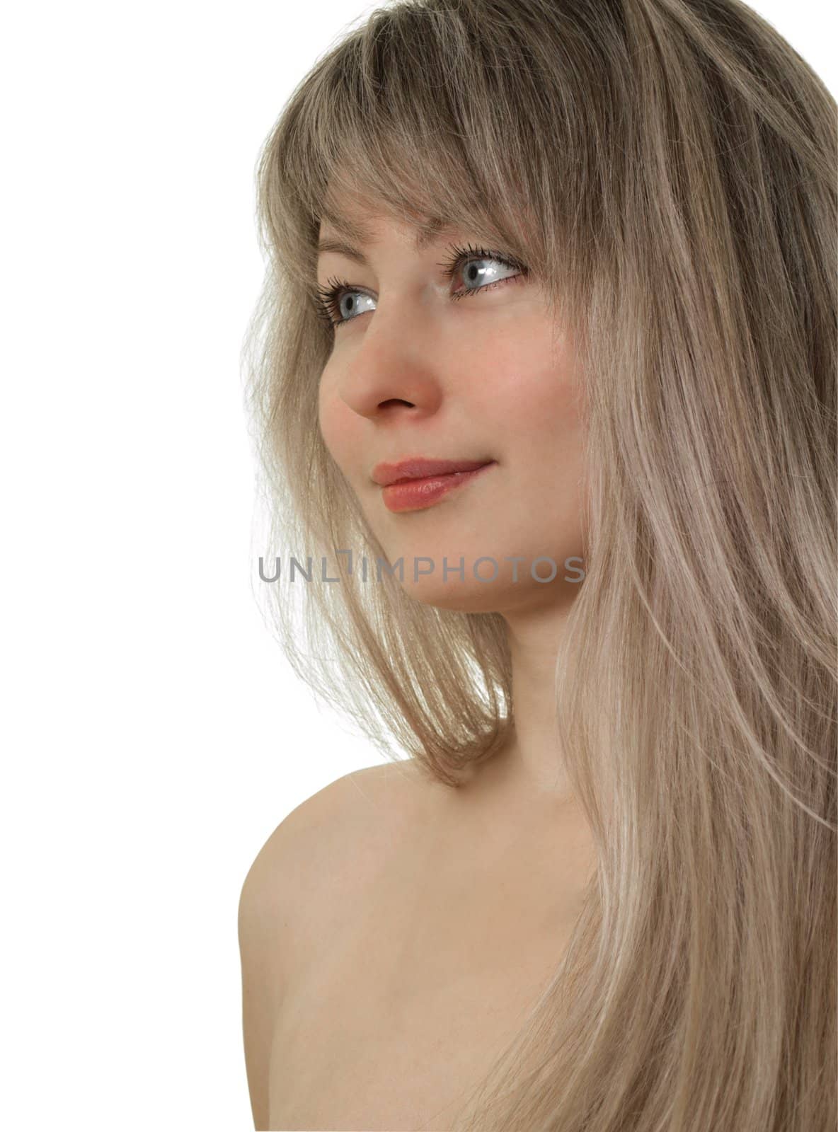portrait of a beautiful girl on a white background