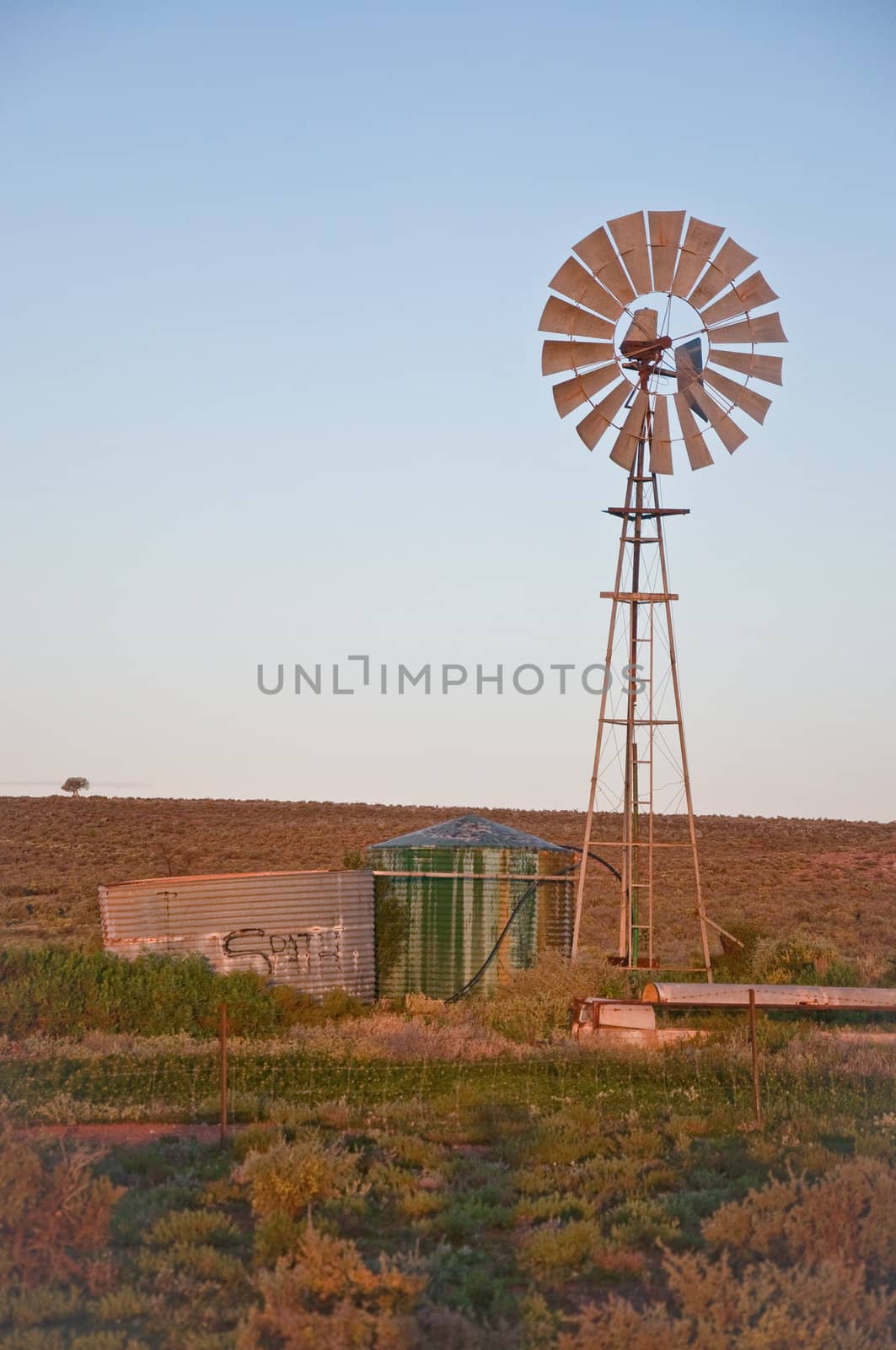 old windmill in the australian outback