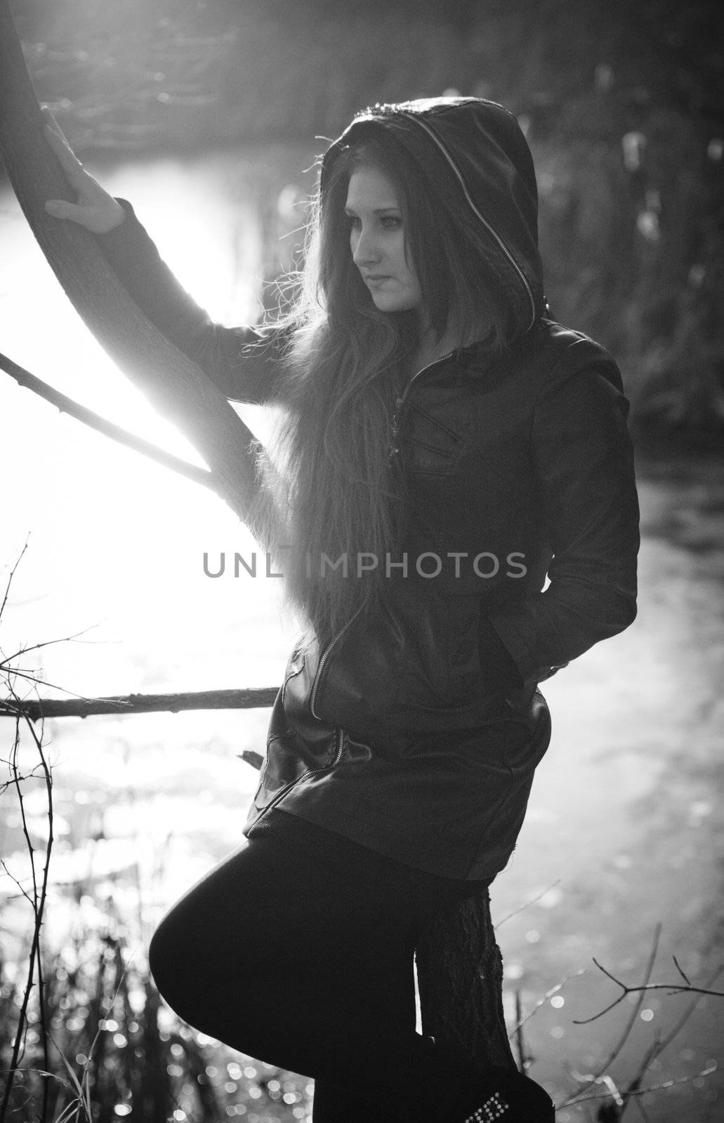 girl at the lake in the sun