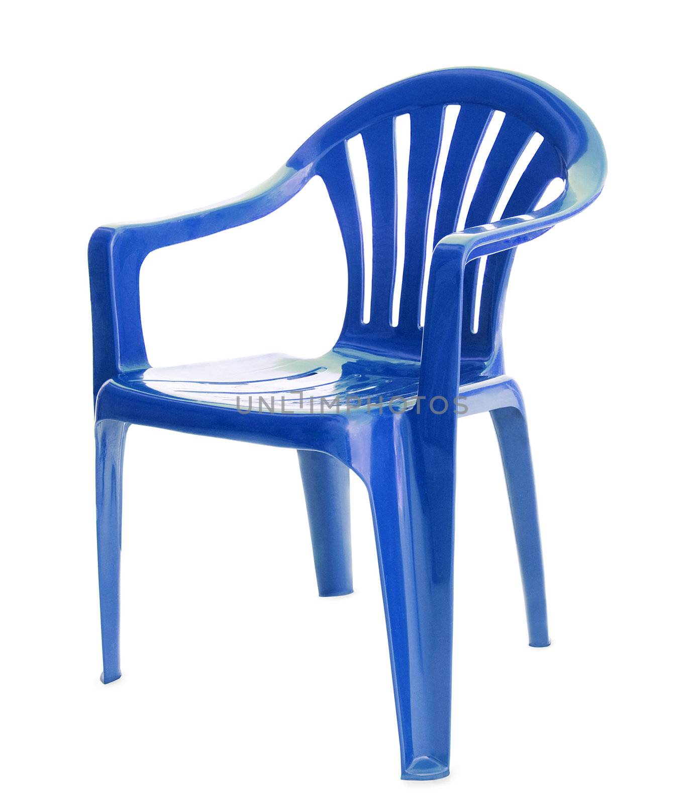 blue chair on white